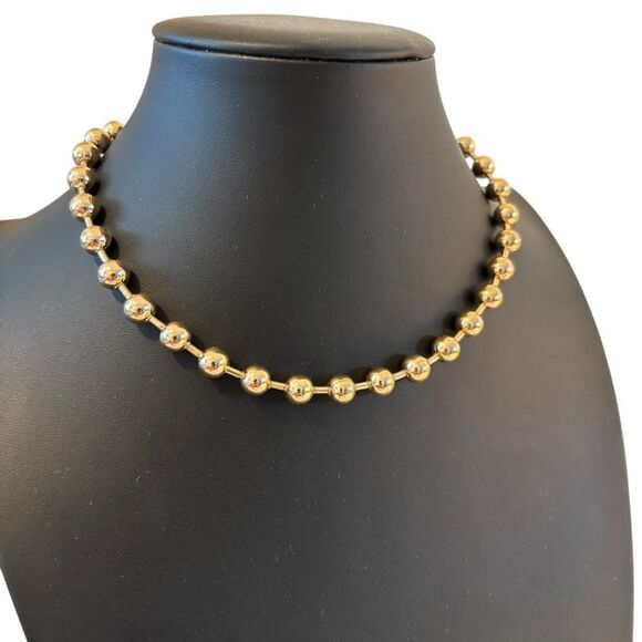Goldtone Ball Choker Necklace. - Picture 2 of 5
